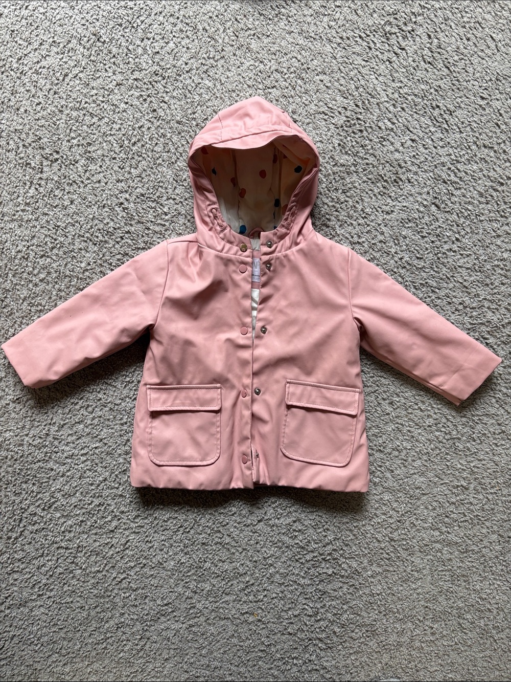 Zara Kids Light Pink Hooded Raincoat with Dotted Lining